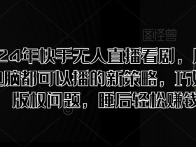 2024年快手无人直播看剧,用手机和电脑都可以播的新策略,巧妙规避版权问题,睡后轻松赚钱