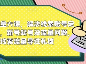 线索流量大课，解决线索账号定位问题，新号起号没流量问题，线索流量导进私域
