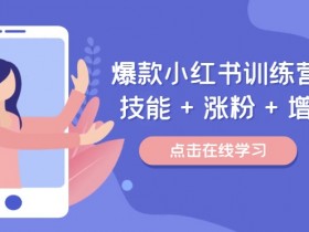 爆款小红书训练营,技能 + 涨粉 + 增收,用好小红书,做你喜欢又擅长的事,涨粉又赚钱