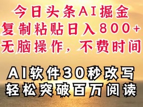 今日头条AI掘金,软件一件写文,复制粘贴,无脑操作,利用碎片化时间也能做到日入四位数