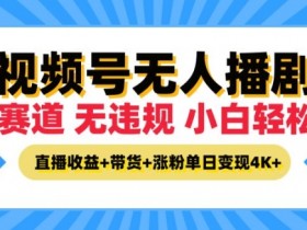 视频号无人播剧,无违规小白可上手,直播收益+带货+涨粉多重收益,单日收益4K