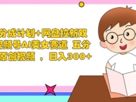 创作者分成计划+网盘拉新双收益 视频号AI美女赛道 五分钟一条原创视频