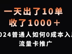 一天出了10单,收了1000+,2024普通人如何0成本入局流量卡推广【揭秘】