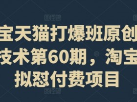 淘宝天猫打爆班原创高阶技术第60期,淘宝虚拟怼付费项目