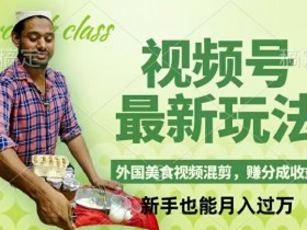 视频号新玩法，外国美食视频混剪，撸分成计划收益，视频制作简单，轻松月入过万【揭秘】