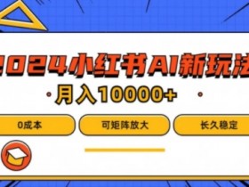 2024年小红书最新项目，AI蓝海赛道，可矩阵，0成本，小白也能轻松月入1w【揭秘】