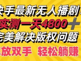 快手最新无人播剧,实测一天4k+,完美解决版权问题,解放双手轻松躺赚