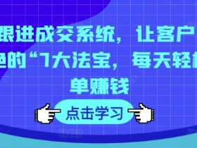 7次跟进成交系统,让客户无法拒绝的“7大法宝,每天轻松出单赚钱