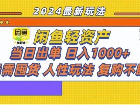 闲鱼轻资产玩法:当日出单,日入1k+,无需囤货,持续复购