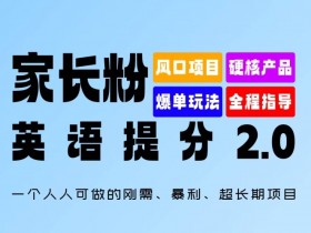 家长粉:英语提分 2.0,一个人人可做的刚需、暴利、超长期项目【揭秘】
