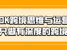 TIKTOK跨境思维与运营实操课,只做有深度的跨境知识