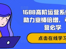 1688高阶运营系统课，助力业绩倍增，老板运营必学