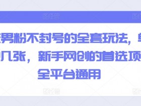 引流男粉不封号的全套玩法, 单日变现几张,新手网创的首选项目 ,全平台通用