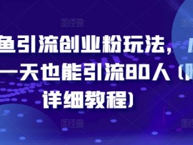 闲鱼引流创业粉玩法，小白一天也能引流80人(附详细教程)