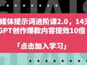 AI自媒体提示词进阶课2.0，14天用 GPT创作爆款内容提效10倍