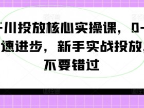 千川投放核心实操课，0-1快速进步，新手实战投放，不要错过