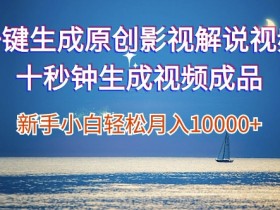 一键生成原创影视解说视频，新手小白月入1w+，十秒钟生成文案  解说  背景音乐 无需二次剪辑