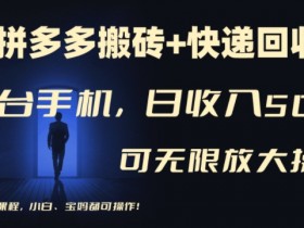 【拼多多搬砖+快递回收】一台手机,日入500+,多号矩阵收益无上限,小白宝妈都可操作