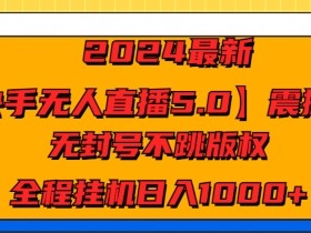 2024最新【快手无人直播5.0】震撼上线，无封号不跳版权，全程挂JI日入几张
