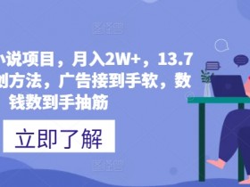 漫画爽文小说项目,月入2W+,13.7万赞的原创方法,广告接到手软,数钱数到手抽筋