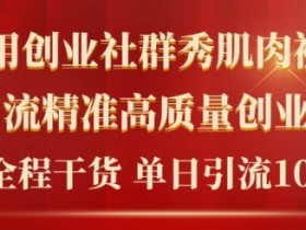 2024年最新创业社群引流法，无需剪辑，无需拍摄，无需做账号，精准创业粉
