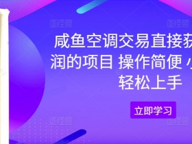 咸鱼空调交易直接获取纯利润的项目 操作简便 小白也可轻松上手