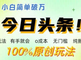 AI头条,有手就会,0成本无门槛,纯搬运,小白单号简单破w