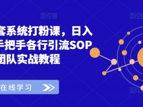 全网首套系统打粉课,日入3k+,手把手各行引流SOP团队实战教程