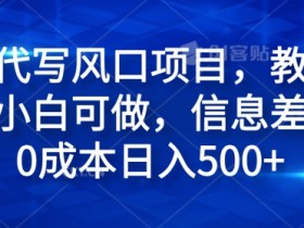 材料代写风口项目,教程详细,小白可做,信息差项目0成本日入500+