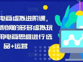 拼多多电商虚拟进阶课,学习高利润的多多虚拟玩法,利用电商思维进行选品+运营