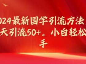 2024最新国学引流方法,每天引流50+,小白轻松上手【揭秘】