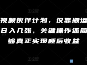 微信中视频伙伴计划,仅靠搬运就能轻松实现日入几张,关键操作还简单,能够真正实现睡后收益