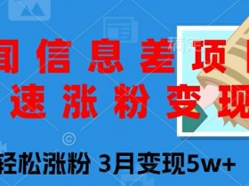 新闻信息差项目,快速涨粉变现,小白轻松涨粉,3月变现5w+