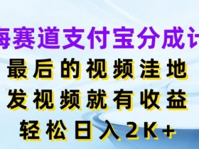 蓝海赛道支付宝分成计划,最后的视频洼地,发视频就有收益,日入2K+