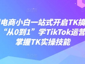 跨境电商小白一站式开启TK搞钱,教你“从0到1”学TikTok运营轻松掌握TK实操技能