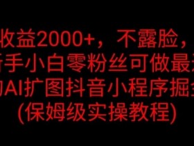 单日收益2K,不露脸,不直播,新手小白零粉丝可做最近爆火的AI扩图抖音小程序掘金