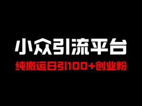 冷门引流平台,纯搬运日引100+高质量年轻创业粉