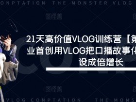 21天高价值VLOG训练营【第一期】行业首创用VLOG把口播故事化,流量人设成倍增长