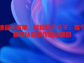 创建音乐歌单，轻松月入几千，每个人都可以去操作的小项目
