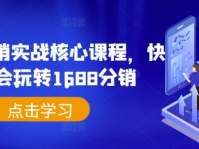 1688分销实战核心课程,快速学会玩转1688分销