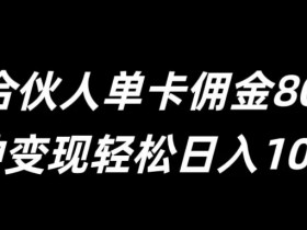 号卡合伙人单卡佣金80-300,多种变现轻松日入1k