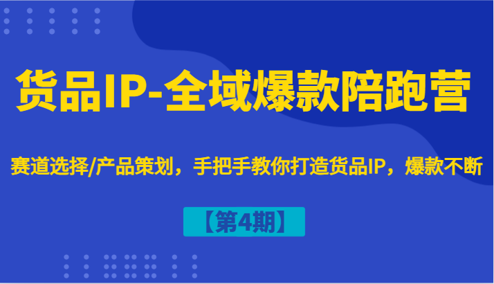 货物IP-示范区爆品陪跑营【第4期】跑道挑选/产品规划,教你如何打造出货物IP,爆品持续