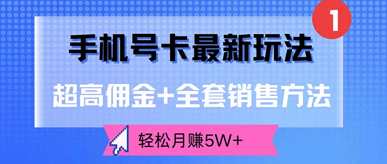 (12375期)手机号卡最新玩法,超高佣金+全套销售方法,轻松月赚5W+