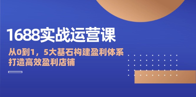 1688实战运营课:从0到1,5大基石构建盈利体系,打造高效盈利店铺