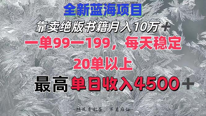 (12512期)靠卖绝版书籍月入10W+,一单99-199,一天平均20单以上,最高收益日入4500+