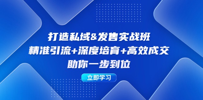(12642期)打造私域&发售实操班:精准引流+深度培育+高效成交,助你一步到位
