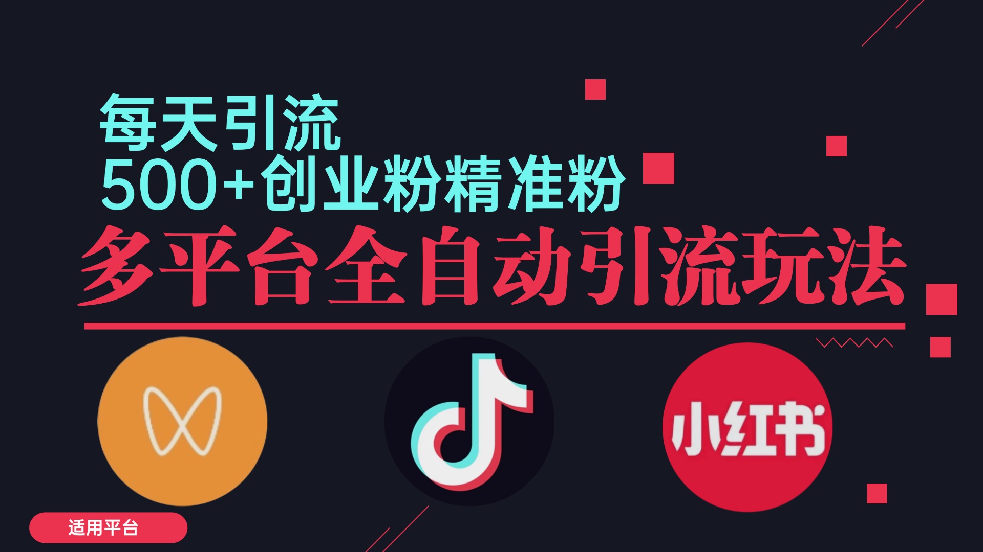 (12765期)小红书抖音视频号截流自热全平台引流打法,全自动引流【日引2000+精准…