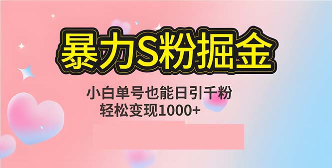 (12778期)单人单机日引千粉,变现1000+,S粉流量掘金计划攻略