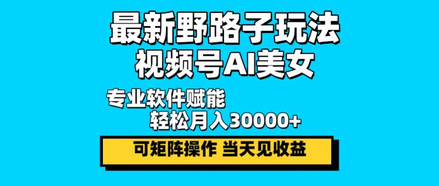 (12798期)最新野路子玩法,视频号AI美女,当天见收益,轻松月入30000+