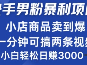 快手男粉必做项目,小店商品简直卖到爆,小白轻松也可日赚3k